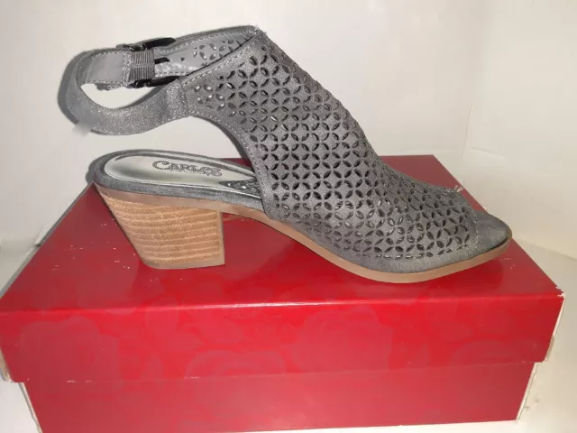 Carlos Santana Sandals Womens 7.5 M Deandra Perforated Slingback Gray