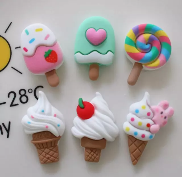 10pc Mixed Resin Ice-creams Lollipop Flat Back Embellishments for Crafts Decor