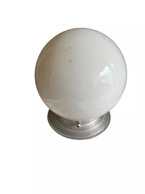 Ancienne Lampe Boule Verre Blanche Plafonnier Lustre Applique