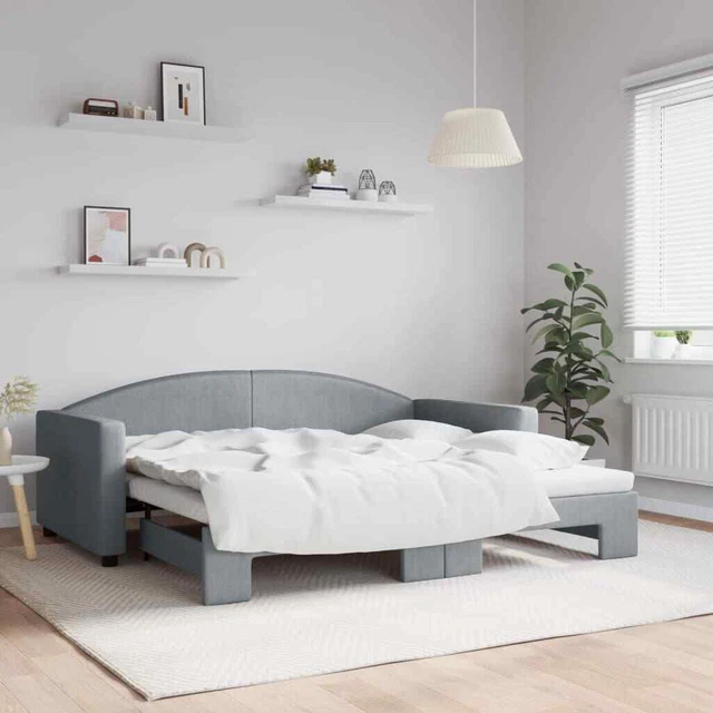 Lit Gigogne 90x200 cm Lit de jour Lit banquette avec deux tiroirs Gris