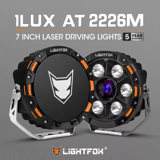 Lightfox 7" Osram Laser LED Driving Spot Lights Black Round Offroad Truck SUV