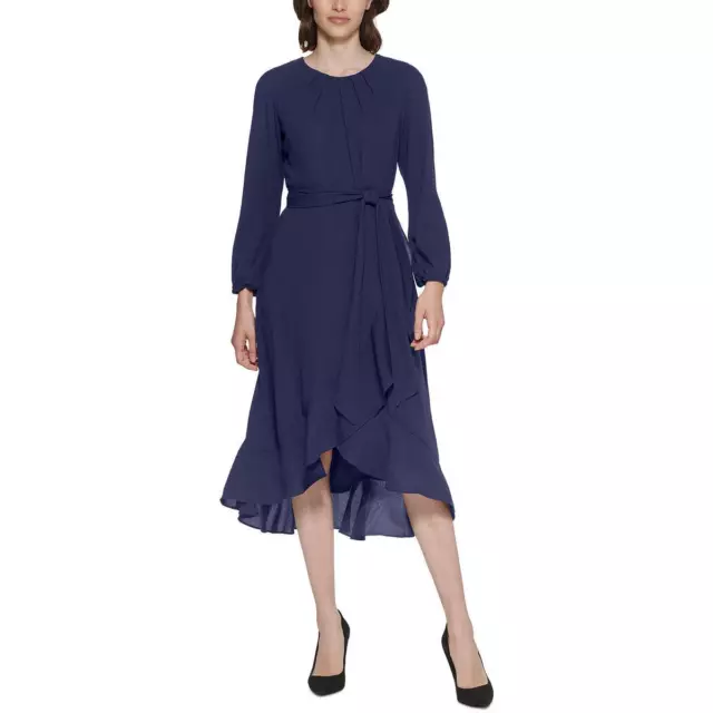 Jessica Howard Womens Ruffled Hi-Low Long Midi Dress Petites BHFO 5331