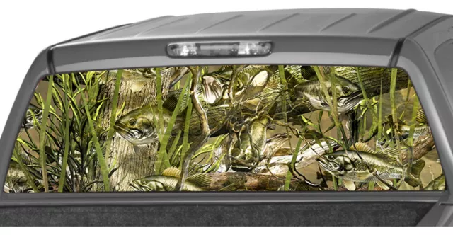 Bushwolf Bass Camo Fishing Rear Window Graphic Decal Tint Sticker Truck RW2_001