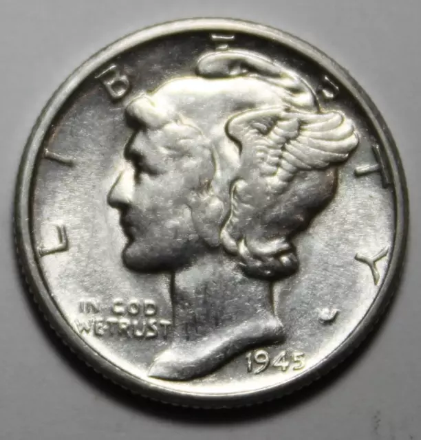 United States 1945-S Silver Mercury Dime, Nice Grade (143b)