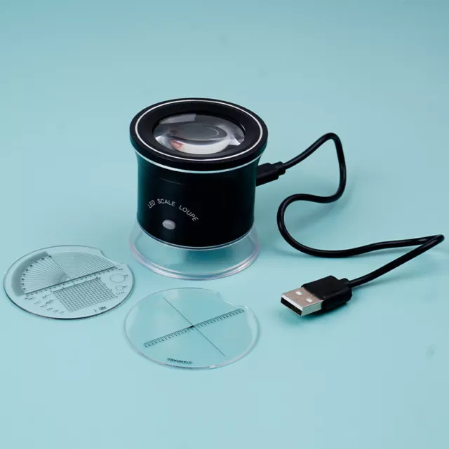 USB Charging 30X Cylinder Magnifier with Detachable Reticle Optical Glass Lens