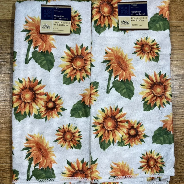 Juego de 2 toallas de cocina florales girasoles Home Collection 15""x25"" nuevas