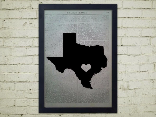 Love San Antonio Texas Art Print on Vintage Dictionary Book page - (No Frame)