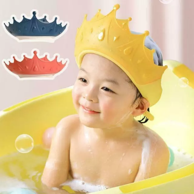 Adjustable Baby Shower Cap Crown Kids Children Bath Shampoo Wash Q4 Hat M6T Z7V0 2