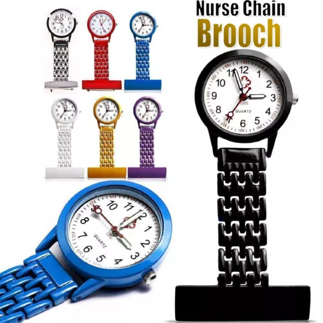 Stainless Steel Nurse Watch Pocket Brooch Pendant Nursing Clip Tunic Medical Fob