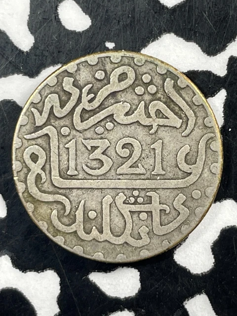 AH 1321 (1903) Morocco 1/2 Dirham Lot#M1957 Silver!