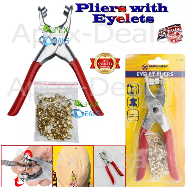 Eyelet Pliers Canvas Fabric Punch Tool DIY Craft Setter Hole Leather+100 Eyelets