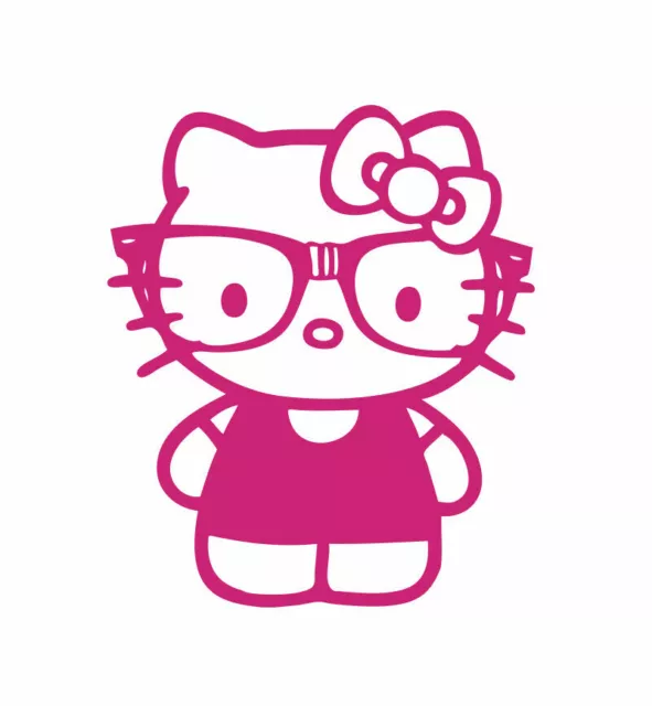 Hello Kitty Nerd Glasses Pink Vinyl Decal Sticker CUSTOM