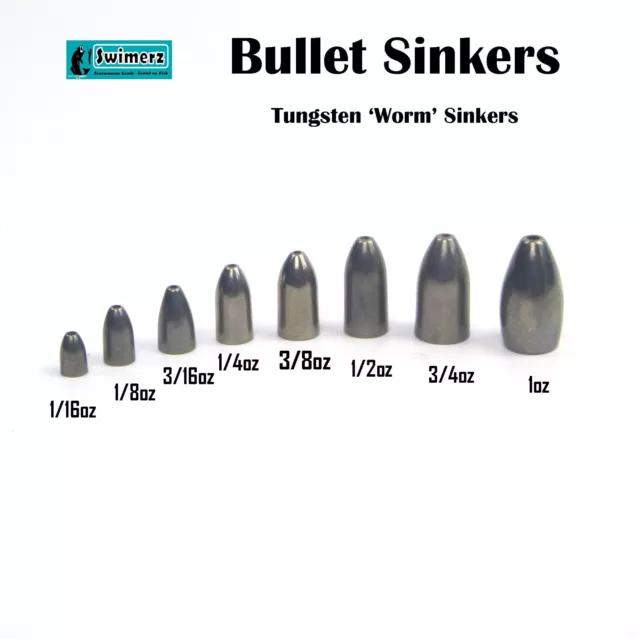 Swimerz 1 oz Bullet Sinker Worm Sinker Tungsten Value Pack Qty 4 2