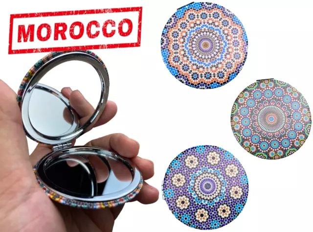 Miroir de poche géométrique marocain compact | Miroir de maquillage artisanal