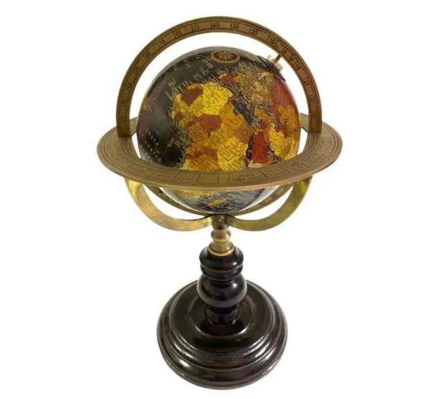 Globe World Map Adorno antiguo Soporte de mesa de latón Decoración de...