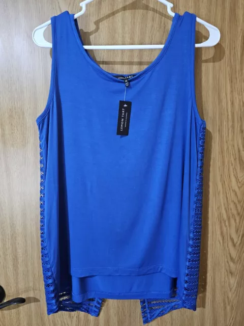 LEMON TART Womens Tank Top Royal Blue Size Medium NWT