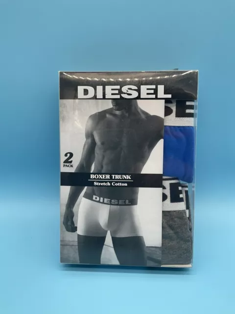 $32 Diesel Men’s UMBX Kory 2 Pack Grey-Blue Trunk Boxer Size S