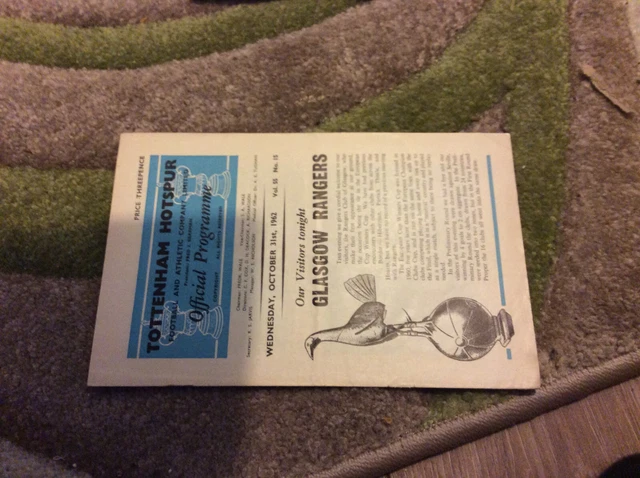 1962/3 Spurs Tottenham Hotspur V Glasgow Rangers Ecwc 7