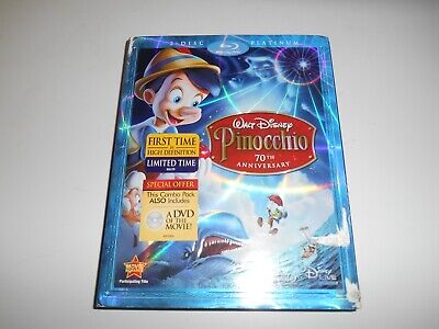 Disney PINOCCHIO Platinum Edition 70th Anniversary 2 Disc Blu-Ray + DVD Set 2009
