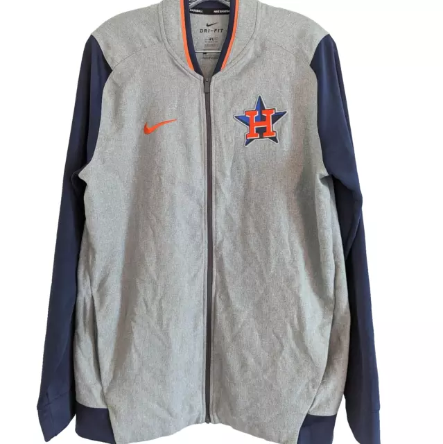 Chaqueta de calentamiento Nike Dri-Fit de béisbol Houston Astros para hombre pequeña con cremallera completa MLB