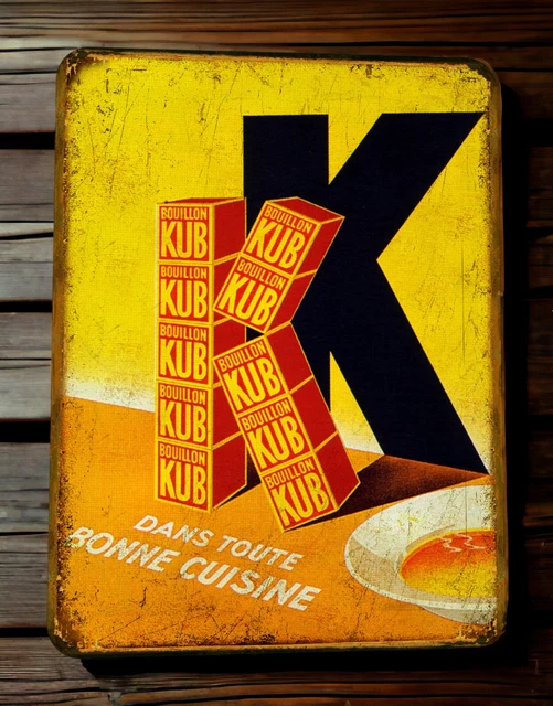 Plaque De Pub émaillée Métal Kub Bouillon, Déco Rétro épicerie, Neuve