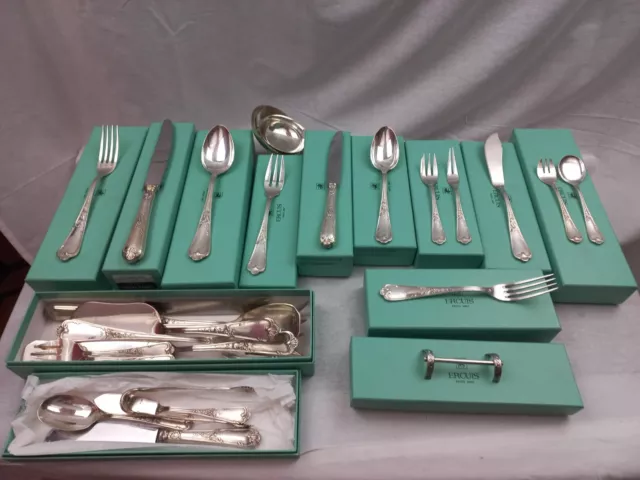 Ercuis Menagere 165 Pieces Style Rocaille Marly Louis Xv Metal Argente Boite Tbe