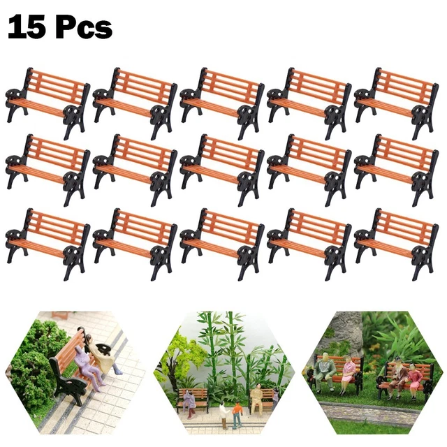 Lot De 10 Bancs Miniature Échelle HO 1/87 Pour Gare Et Rues - Maquette Train, Décor De Plateforme, Couleurs Et Styles Aléatoires
