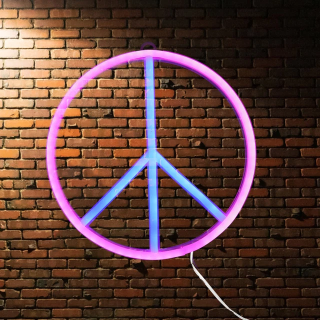 LED LIGHTS FOR Bedroom Strip Neon Peace Symbol Sign Wall Decor £15.99