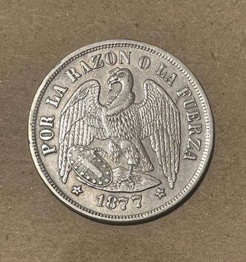 Chile - 1877 Large Silver Peso - Popular
