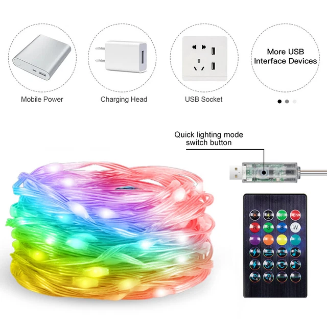 USB Plug In Remote 50-100 LED Micro Copper Wire String Lights Party Fairy Light