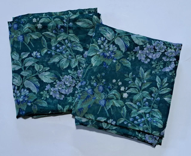 Laura Ashley Bramble Berry Green Curtain Panels 55" x 82" Sheer