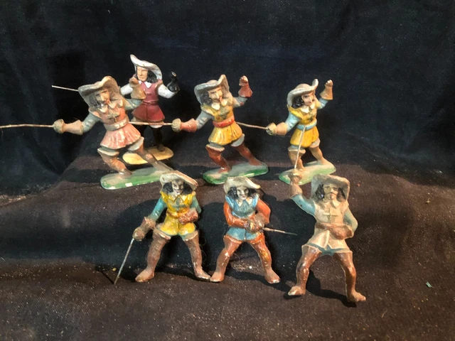 4 Figurines Mousquetaires RENE FISHER – Soldats Français 1:32, Plastique Peint, Occasion