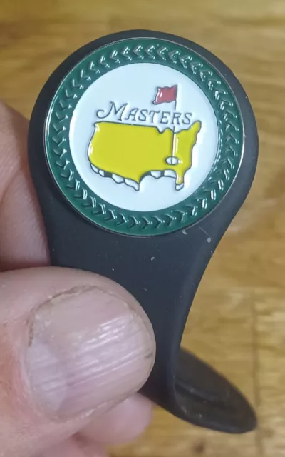 Augusta Masters ball marker &Black Silicon magnetic hat clip - Silb 23