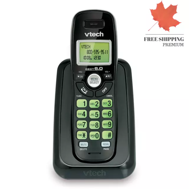 Dect 6 0 Single Handset Cordless Phone with Caller ID Green Backlit Keypad an...