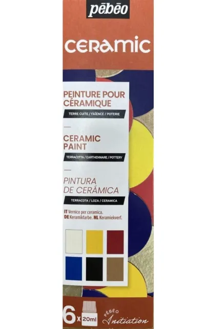 Pebeo Ceramic 6 x 20ml Paint Set Terracotta Pottery Earthenware Craft Painting