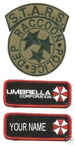 Fancy Dress Halloween Costume Resident Evil Racoon Police Name 3-Patch Set Od
