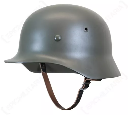 Reproduction WW2 German M35 Helmet - Leather Liner Quality Steel  Army Stalhelm