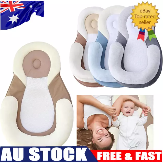 Portable Baby Nest Bed Lounger 0-24M Memory Foam Bassinet Crib Cot Gray White Bl