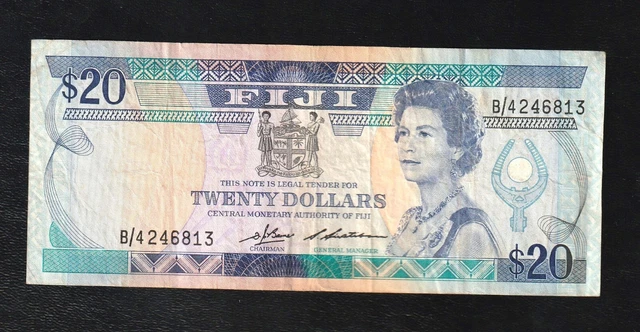 Fiji $ 20 Dollars ND 1986 P 85 QE II ,  Banknote