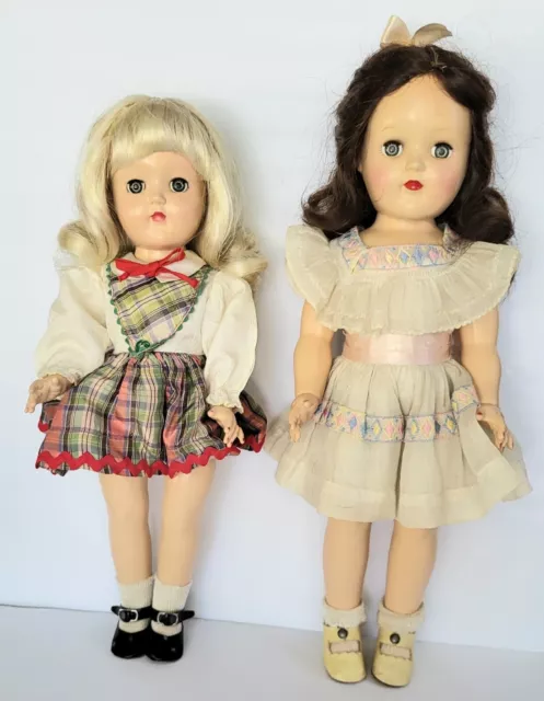 Two Vintage Ideal Toni Dolls, P90 And P91 Platinum Blonde And Brunette