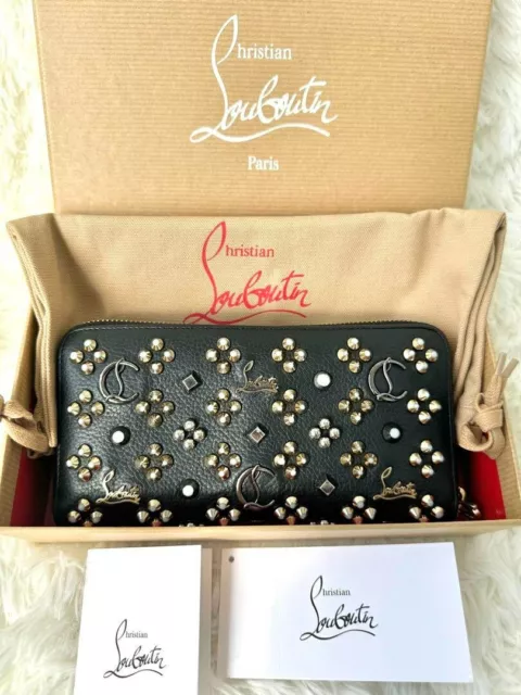 Christian Louboutin Zip Around Panettone Black Long Wallet Studs Used JP