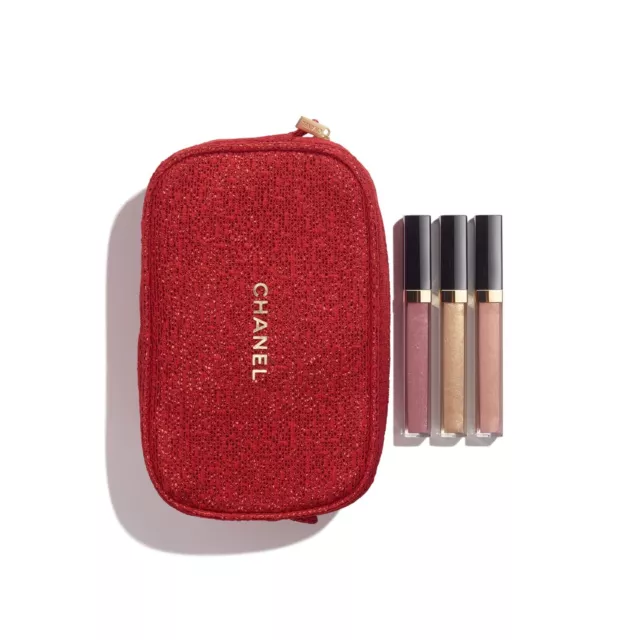 NEW CHANEL Lip Gloss Trio Holiday Gift Set With Authentic CHANEL BAG & GIFT BOX