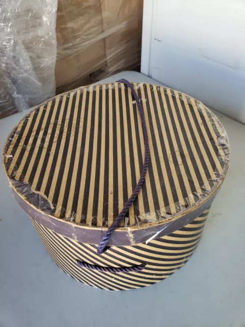 vintage hat box purple striped Taped up