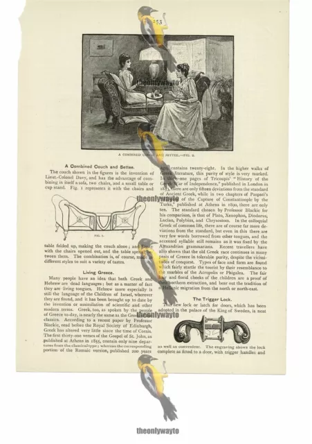 Divano e divano combinati, invenzione vittoriana, illustrazione libro (stampa), 1892