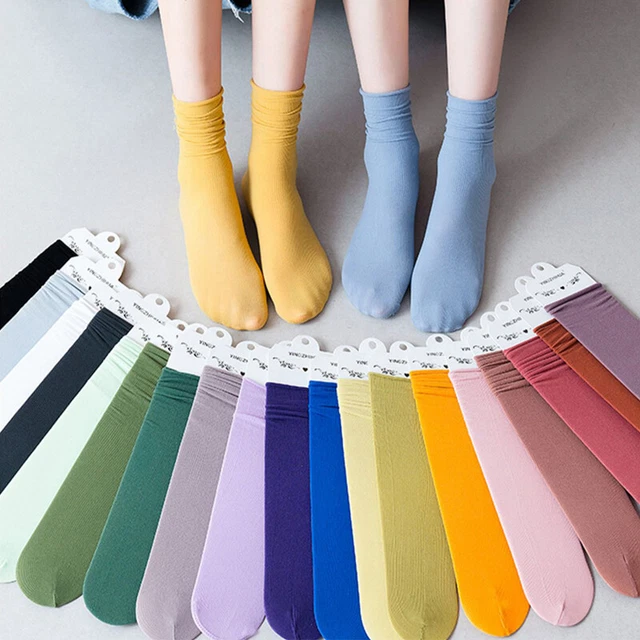 Donna Estate Sottile Velluto Calze Comfort Traspirante Solido Colore Giappone -