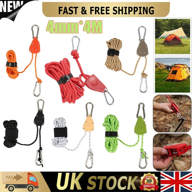 4M Portable Adjustable Fix Camping Rope Windproof For Tent Tarp Canopy Shelter