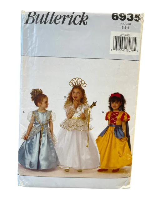Butterick Sewing Pattern 6935 Costume Princess Girls Size 2-4