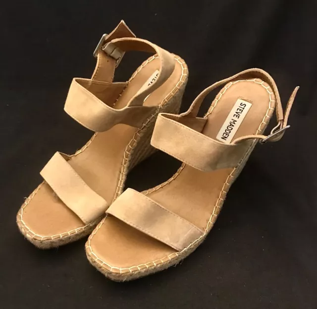 Steve Madden URI Espadrille Wedge Sandal in Tan Suede Size 10 Women New Comfort