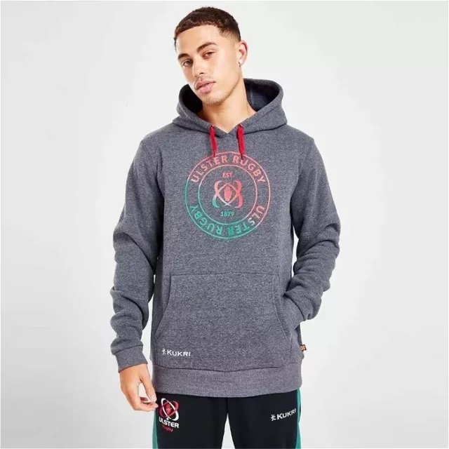 Kukri Ulster Rugby Graphic Hoodie Mens Medium M - Grey - Brand New