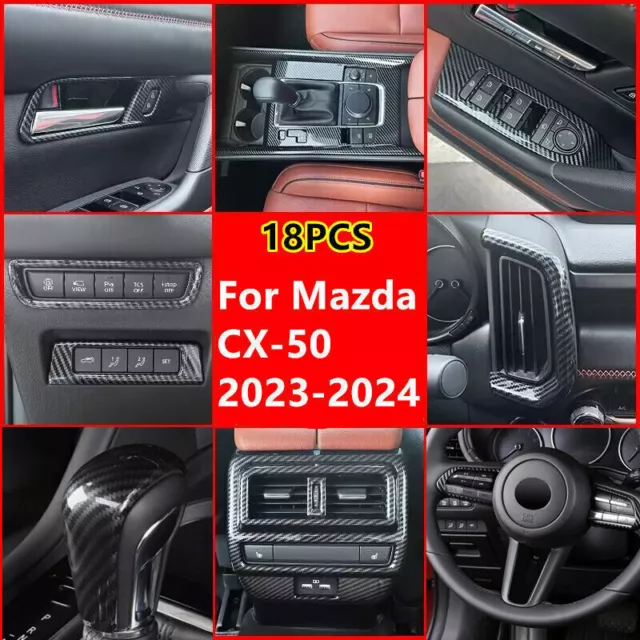 Carbon Fiber pattern Interior Button Cover Trim Decor Kit For Mazda CX-50 23-24